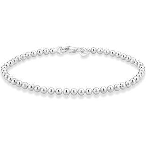925 Sterling Silver Italian Handmade 3mm Bead Ball Strand Chain Bracelet for Wom